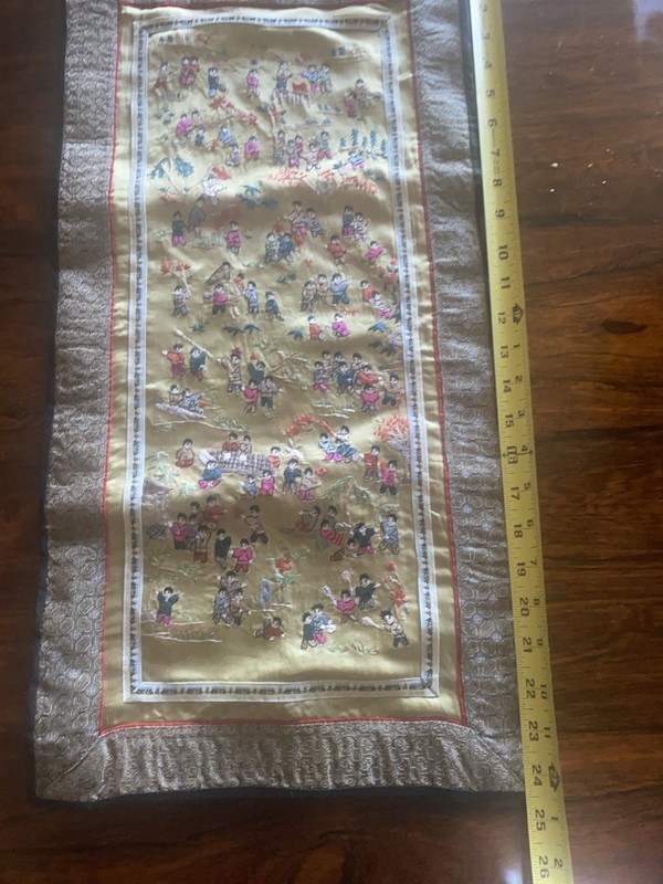 Vintage Beautiful Chinese Silk Embroidery Piece Of 100 Children, 12 x 24 inches