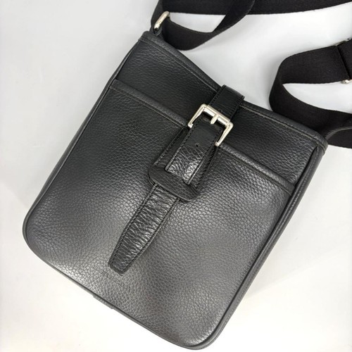 Burberry Nova Check Leather Shoulder Bag Black Women Used Authentic