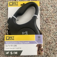 NEW Pet Zone 16ft Retractable Dogs Leash-S/M Dog-Up to 50lbs-Black