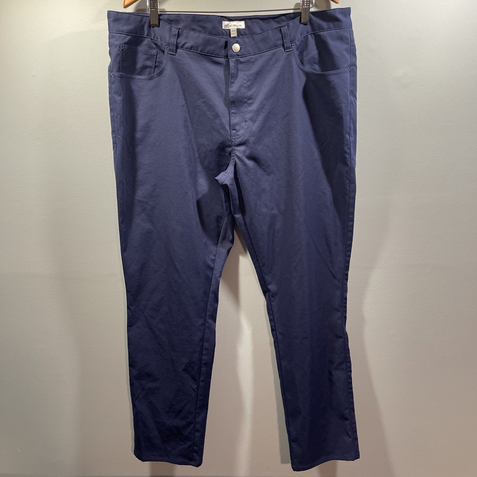 Peter Millar EB66 Pants Mens 40x32 Blue Performance 5 Pocket Golf Chino Stretch