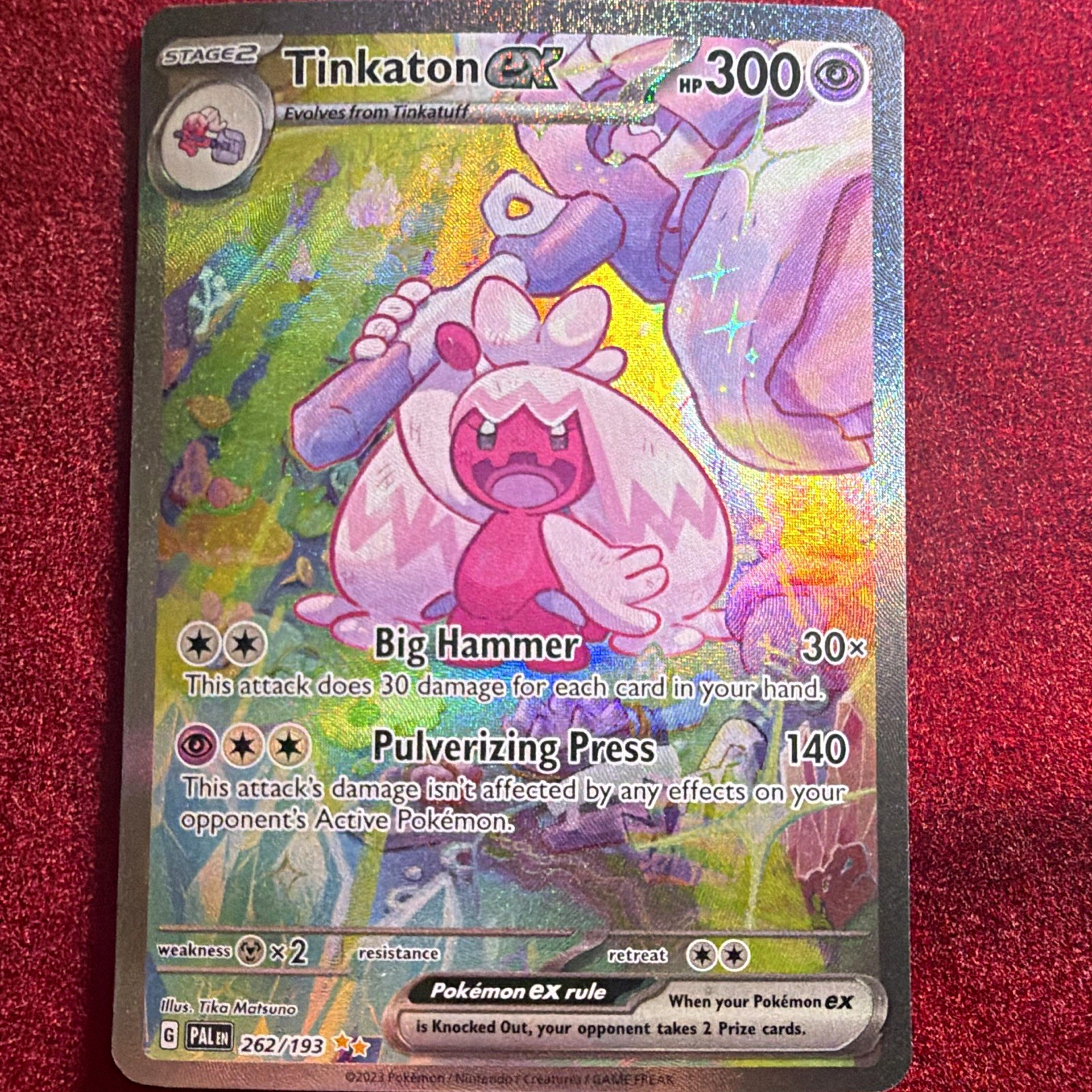 Pokémon TCG Tinkaton ex 262/193 Paldea Evolved Full Art Holo SIR EN