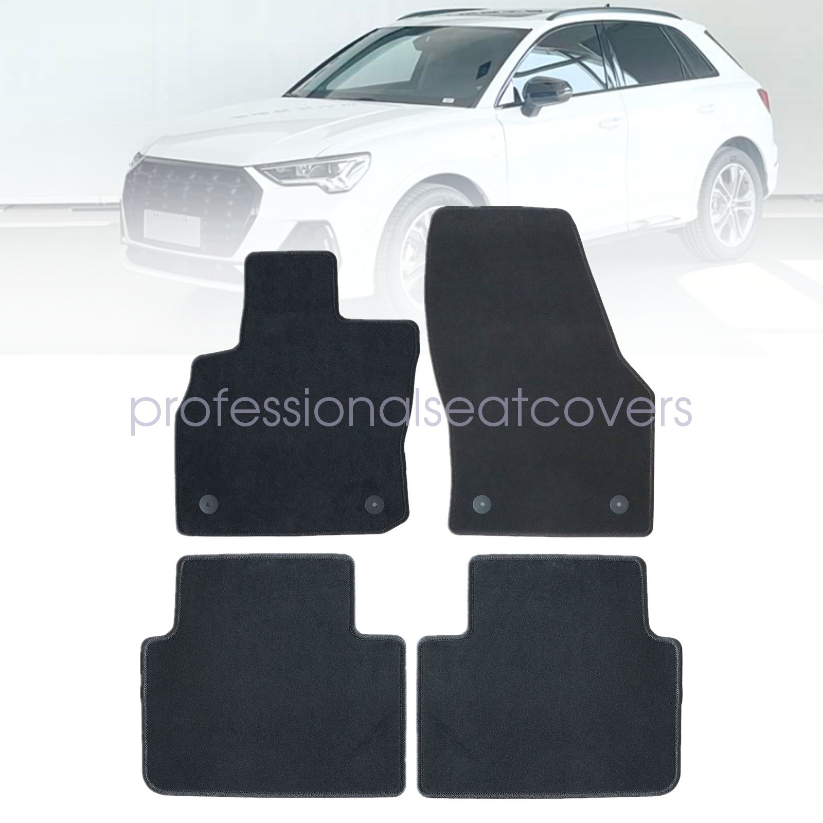 Front & Rear Floor Mats Carpet Waterproof Black Velour For 2019-2025 Audi Q3
