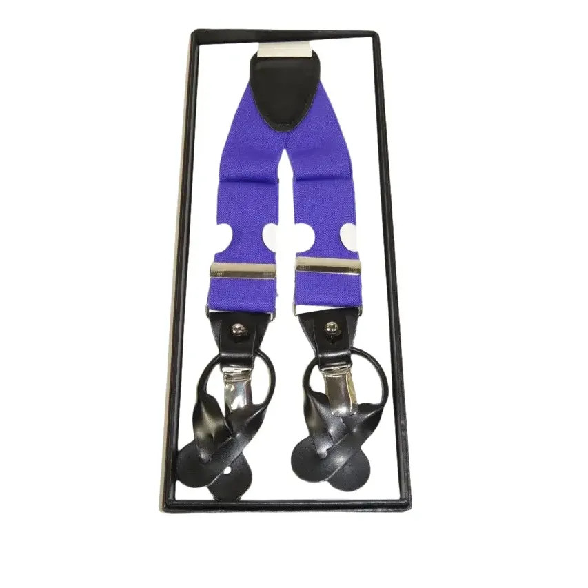 ELEGANT Suspenders Clip on and Button Option for Slacks or Suit Pants Purple 7090₽