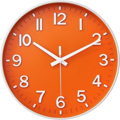 HZDHCLH Wanduhr 8 Zoll leise nicht tickend Quarz modern 8 Zoll, orange 