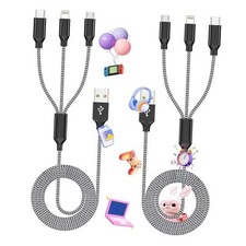 Multi Charging Cable, 2Pack 4FT 3 in 1 Charging Cable for 4FT 2PACK Black Gray