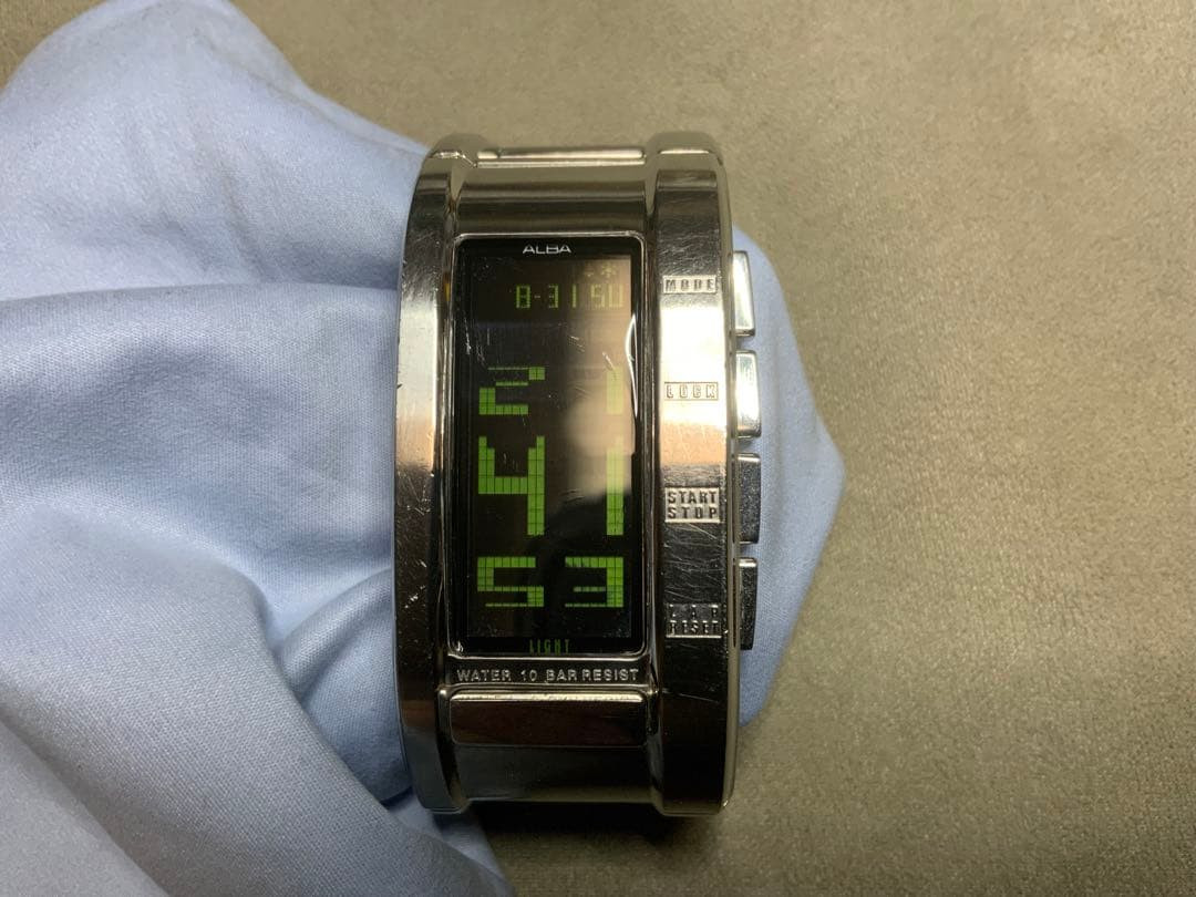 10BAR Full ALBA Watch Digital Silver Metal W444-X001 Seiko - vintagewatches.pk