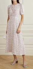 FAITHFULL THE BRAND Beline Dress Pink Floral Midi Dress SZ AUS 12 Perfect Cond