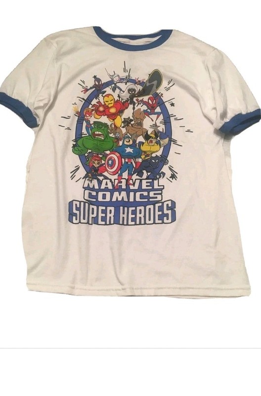 MARVEL COMICS SUPER HEROS RINGER T-SHIRT SIZE M 