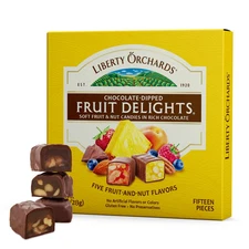 Liberty Orchards, Chocolate Dipped Fruit Delights - Gourmet Chewy Gift Box Candi
