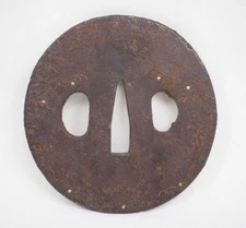 Edo Period Japanese Iron Tsuba Constellation Inlay Antique Sword Guard 118g