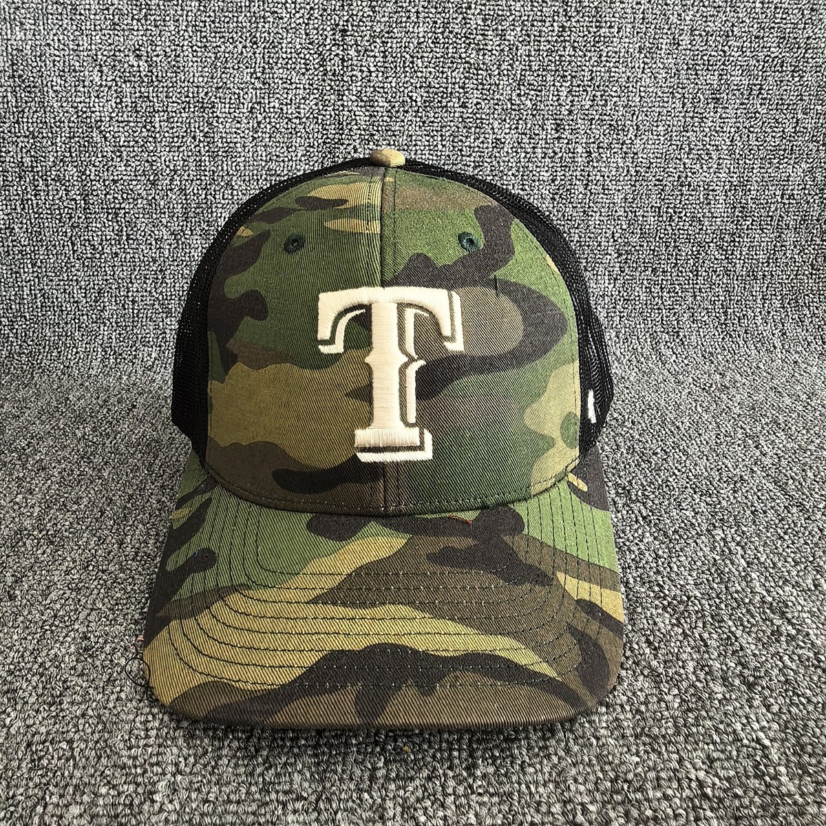 47 Brand Texas Rangers Camo Trucker Hat Snapback Cap OSFM E907