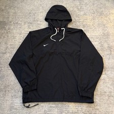 Vintage 90s Nike Team Black 1/2 Zip Hooded Anorak Windbreaker Jacket XL