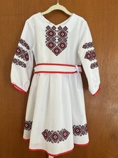 Girls Ukrainian Embroidery Vyshyvanka Dress - Size 128 US 7-8 Years READ