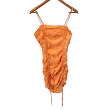 J.O.A. Orange Scrunch Drawstring Mini Dress Size Large