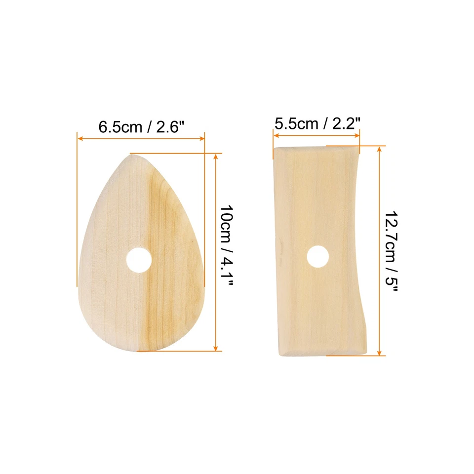 2pcs Pottery Ribs 10.3cm 12.7cm Wooden Clay Ceramic Sculpting Tool Foto 2 de 4