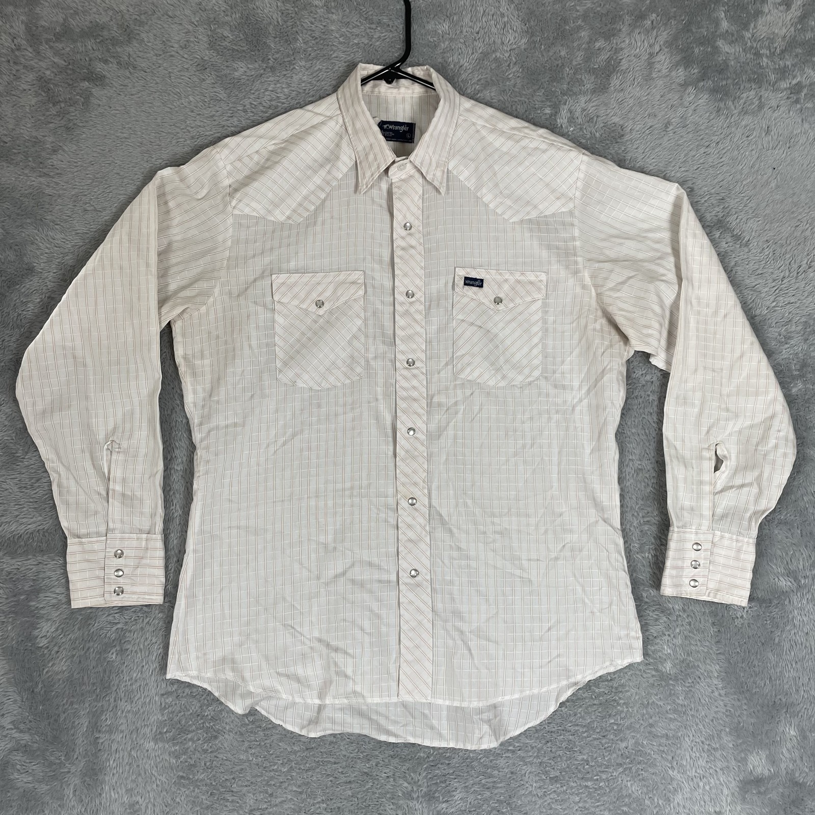Vintage Wrangler Shirt Mens Large Pearl Snap Western Plaid Made USA 80s Rodeo
