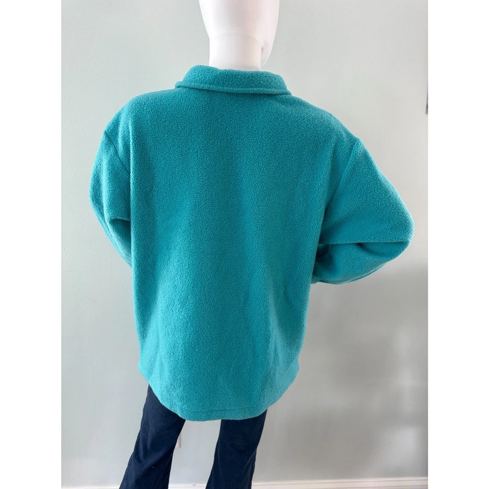 Sudadera Pullover Vintage Años 90 Nordstrom Verde Azulado De Gran Tamaño Polar 3/4 Cremallera Talla XS Foto 2 de 4