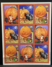 VINTAGE Hallmark HALLOWEEN Sticker Sheet JACK-O-LANTERNS
