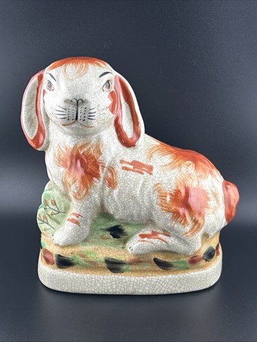 Staffordshire STYLE Rabbit Orange & White Ceramic Figurine 7