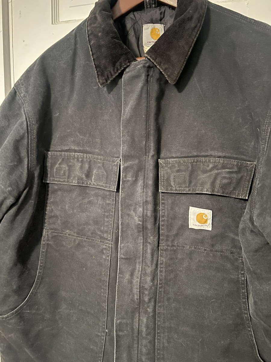 Carhartt Canvas Jacket Mens SZ 46 RN14806 CO3 BLK Heavy Duty