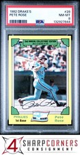 1982 DRAKE'S #28 PETE ROSE PHILLIES PSA 8