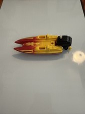 VINTAGE 1988 Lenard Toys Wild Water Speed Boat Wind-up motor Bath Yellow Red