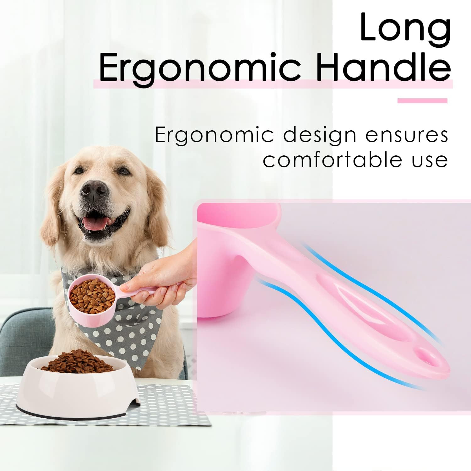 1 Cup Dog Food Scoop for Container Melamine Measuring Scoop for Dogs Baby Pink.