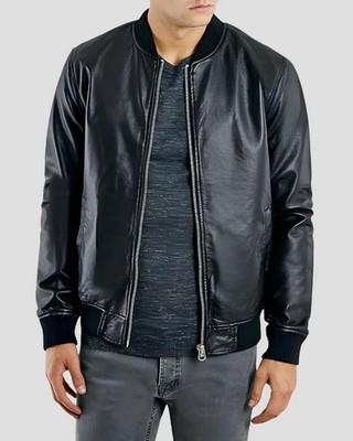 Leather Jacket for Men Genuine Lambskin Leather Bomber Jacket Casual Daily Wear