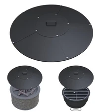 32" Round Fire Pit Lid for 30" Pits - Metal All-Weather Smokeless Cover