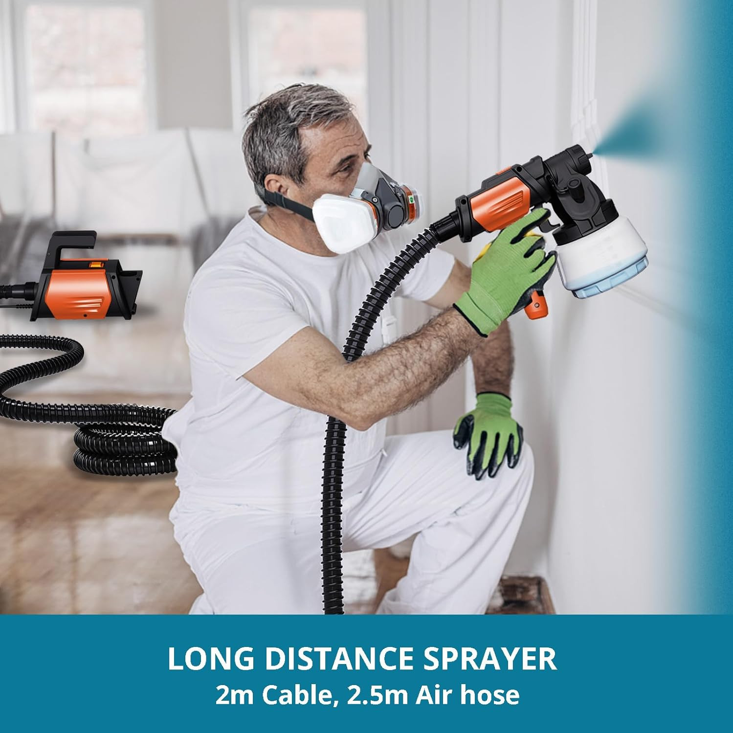Paint Sprayer 800W HVLP Spray Paint with 1300ml Container, Electric Paint