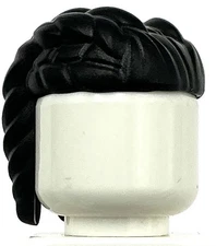 Lego New Black Minifigure Hair Coiled with 2 Cornrow Pigtails Part