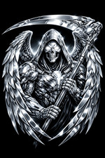 Chrome Grim Reaper Sticker Metallic Skull Dark Gothic Vinyl Decal Matte Waterpro