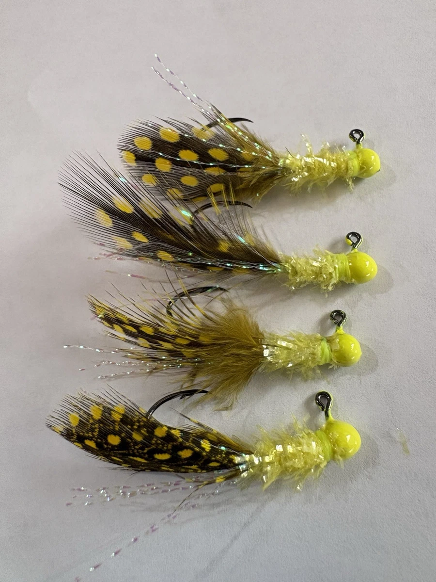 Lot De 12 Leurres De Pêche Vintage Neufs HI-LAND JIGS, 1/32 Oz, Carte Dorée, Pour Crappie, Bar, Truite