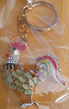 Rooster Keychain Rhinestone Pendant Car Key Chain Sparkly Purse Dangle Blingy