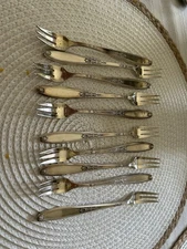 Set of 10 Vintage Crown Silverplate Oyster/Seafood Forks