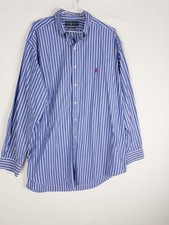 Polo Ralph Lauren Classic Fit Shirt Mens 17 34 35 Cotton Blue Striped Button Dow