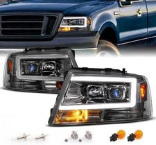 Headlights Assembly for 2004-2008 Ford F150 C-Type LED Tube Square Projector..