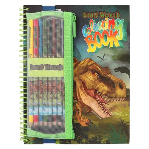 Depesche Livre De Coloriage Dino World – 8 Crayons + Autocollants – 22,5 X 17,7 Cm – Dès 3 Ans