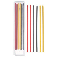 12Pcs 2.8mm Carpenter Pencil Refill, Solid Dry Pencil Refill, Red, Yellow, Black