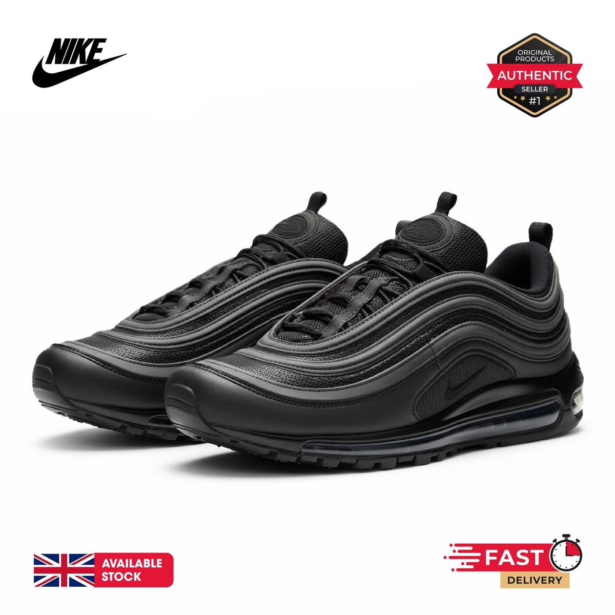 Nike Air Max 97 Trainer Comfortable & Stylish - Black/White/Black