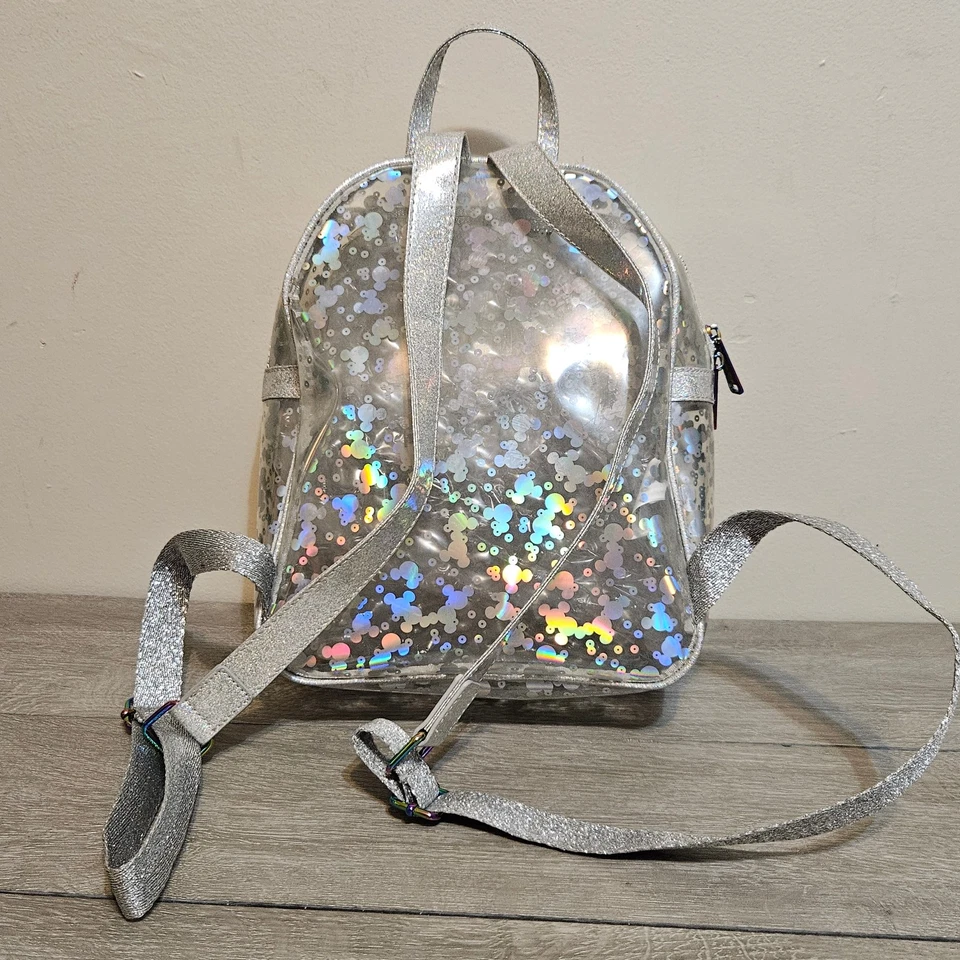 Mini Mochila Loungefly Parques Disney Espejo Mágico Metálico Holográfico Transparente Foto 4 de 4