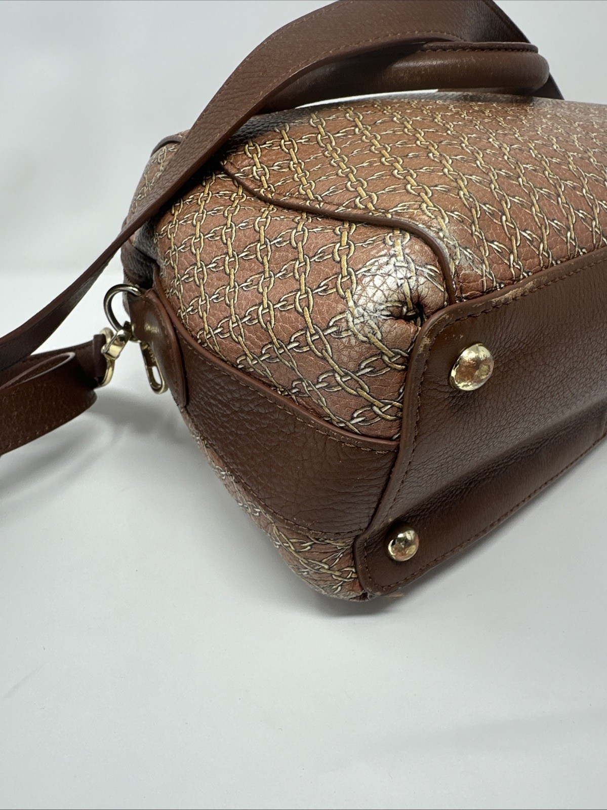 Leather TALBOTS Chain Link Pattern Crossbody Purs… - image 8