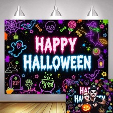 Halloween Backdrop 7x5ft Neon Ghost Witch Pumpkin Party Photo Booth