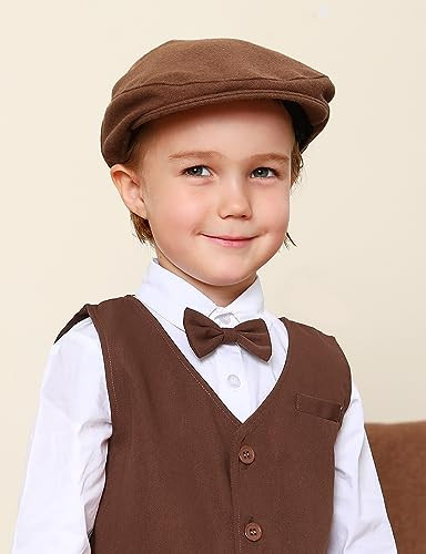 Baby Boys Tweed Vintage Drivers Cap Kids Beret Hat 3-6 Months Brown - Picture 2 of 6