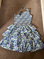 Pretty Little Thing shirred halterneck tiered shift floral dress size 6
