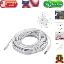 Flat 25ft USB C Extension Cable for Outdoor CCTV Cameras - No Battery Hassle