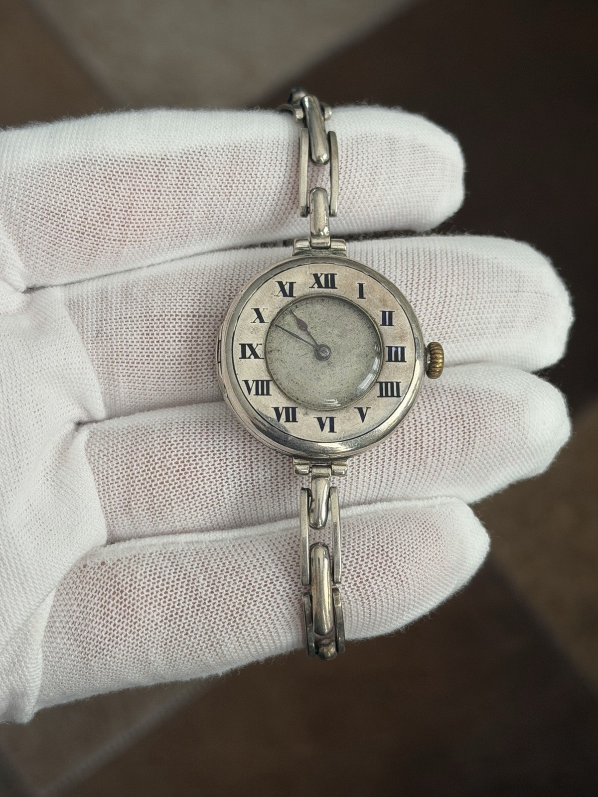 Vintage Rolex Half Hunter Sterling Silver Art Deco Military Trench Watch