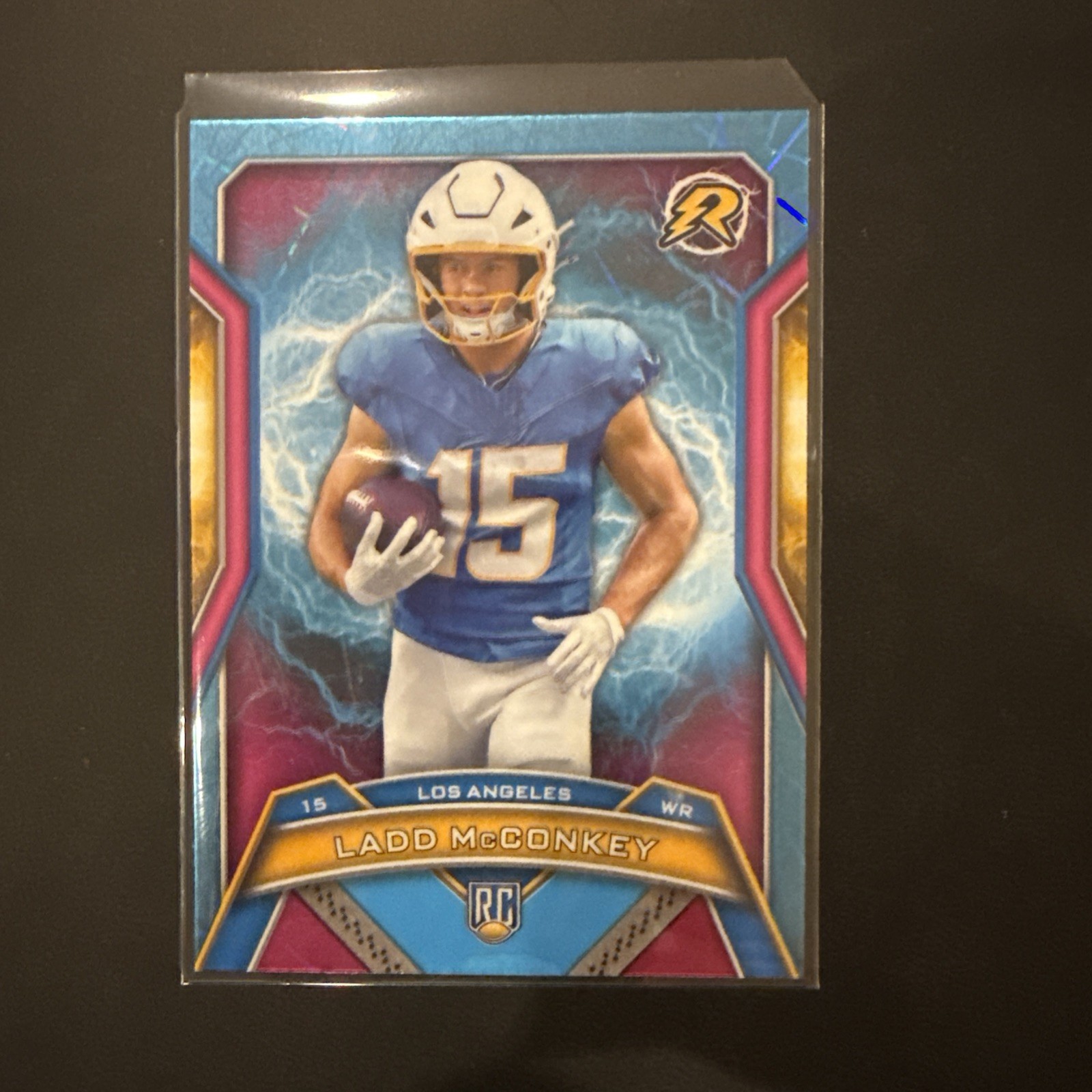 2024 Topps Resurgence - Ladd McConkey #154 Sky Blue & Pink Shock Refractor (RC)
