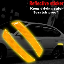 2pcs Yellow Car Side Body Reflective Graphics Yellow Decal Sticker MSS J