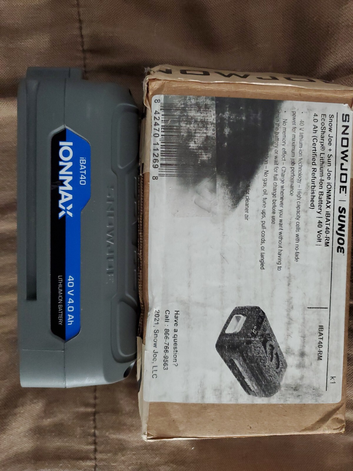 Snow Joe + Sun Joe iBAT40-RM EcoSharp 40 Volt Lithium-Ion Battery | 4.0 Ah
